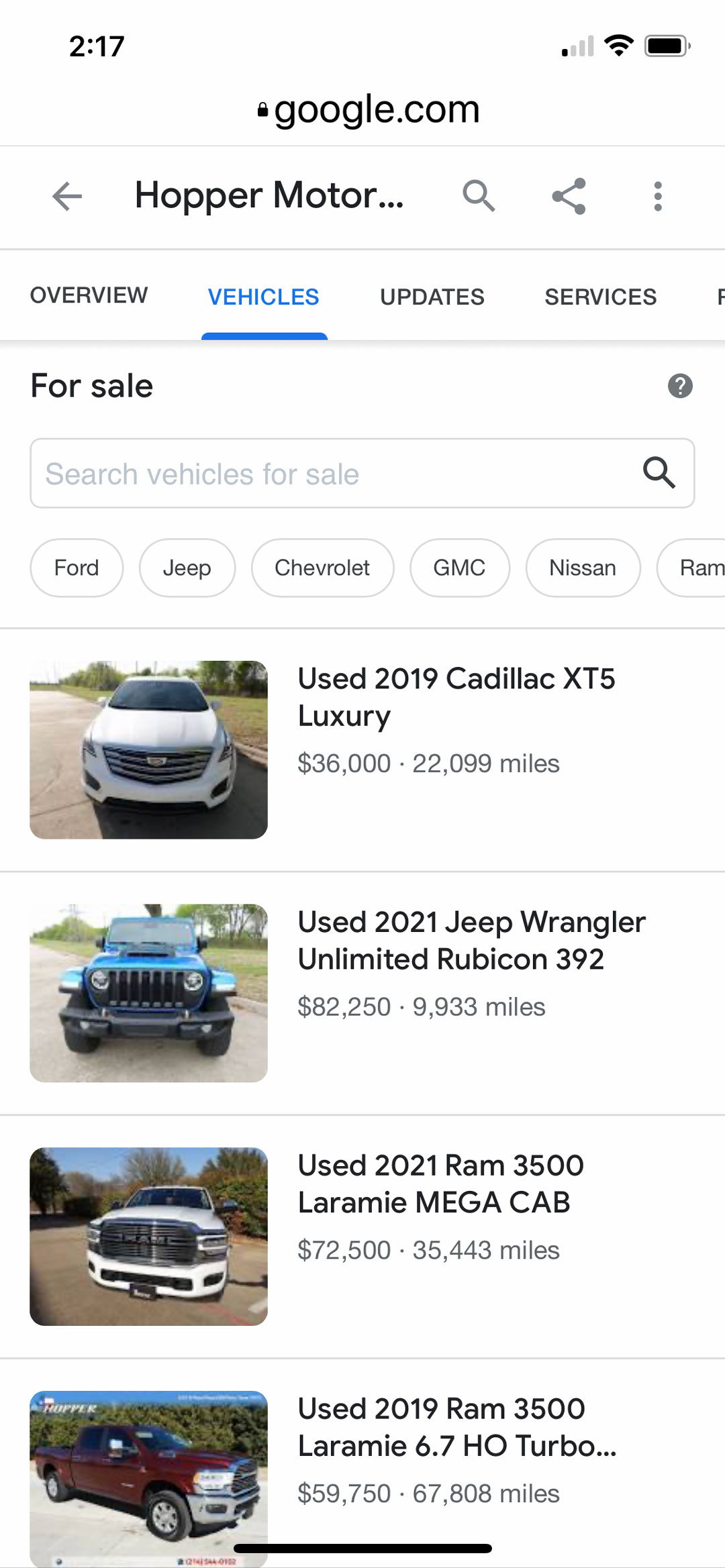 Google Cars For Sale SRP